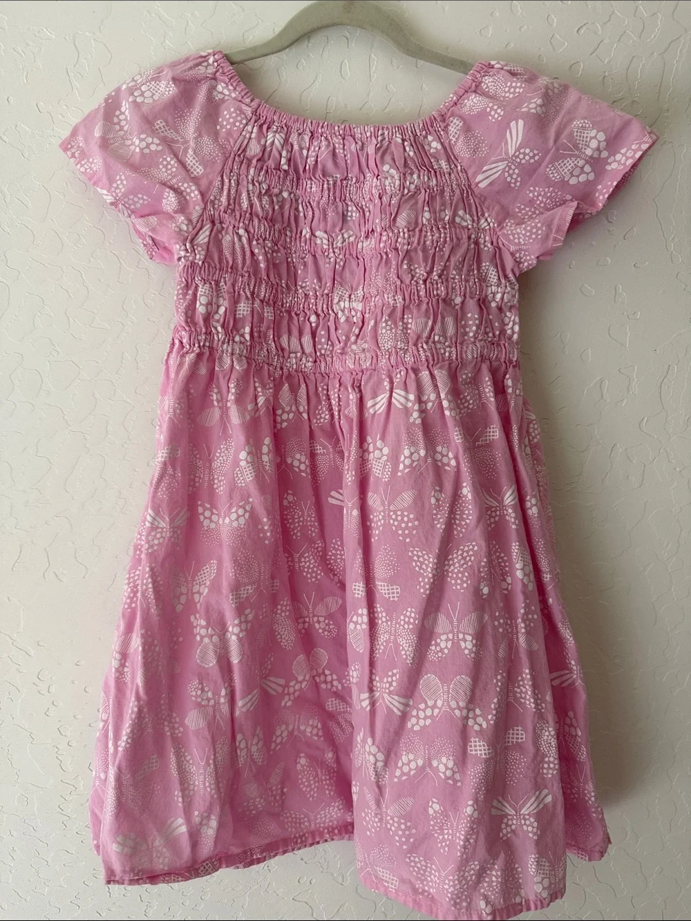 🦋 okie dokie Pink Dress with White Butterfly Print - 5T